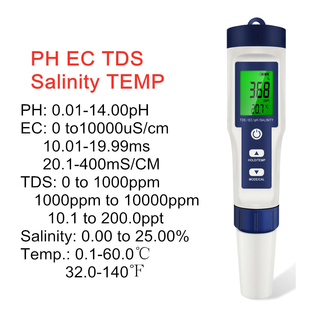 Ph Meter Digital Water Tester - Misuratore digitale PH TDS EC 5