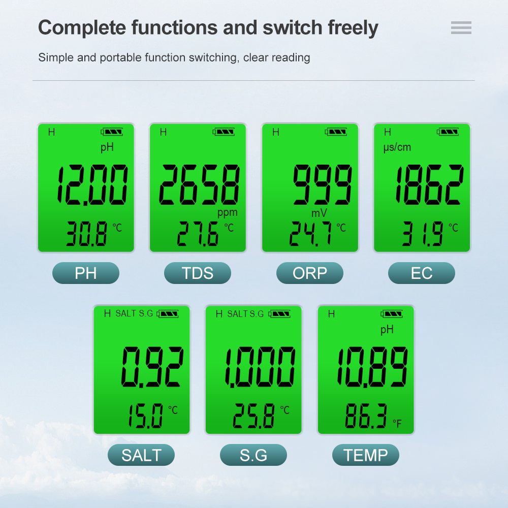 7 in 1 Tester digitale della q - Ph Meter Digital Water Tester recensione e prezzo