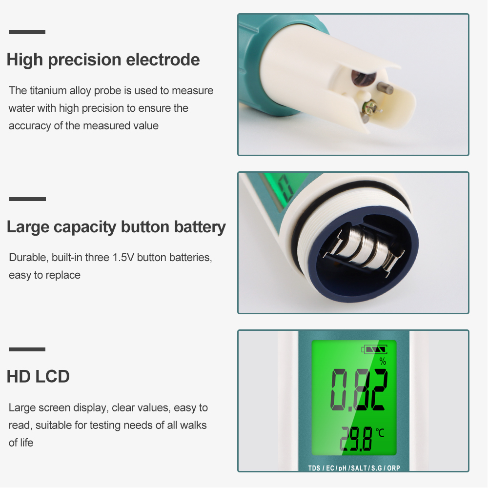 7 in 1 Tester digitale della q - Ph Meter Digital Water Tester recensione e prezzo